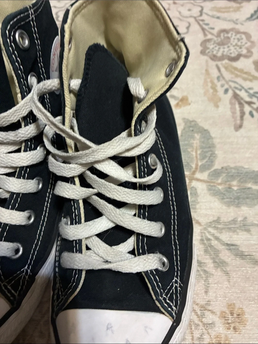 Kids Black High-Top Canvas Sneakers with White Accents